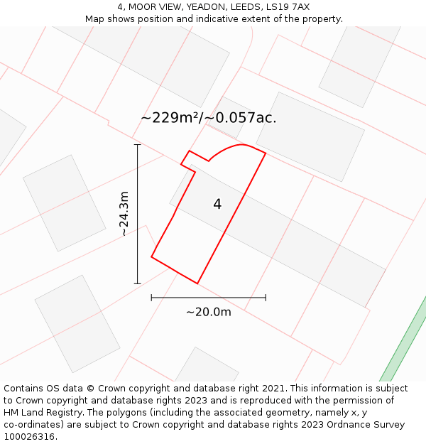 4, MOOR VIEW, YEADON, LEEDS, LS19 7AX: Plot and title map