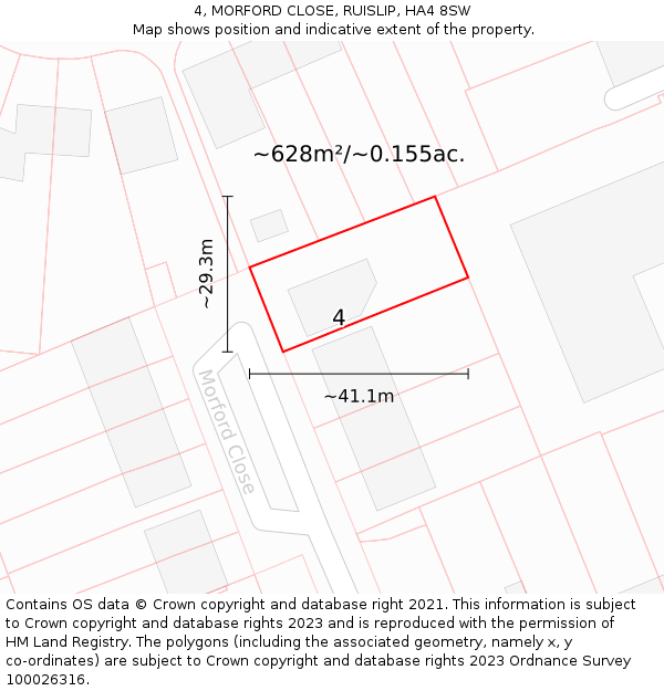 4, MORFORD CLOSE, RUISLIP, HA4 8SW: Plot and title map