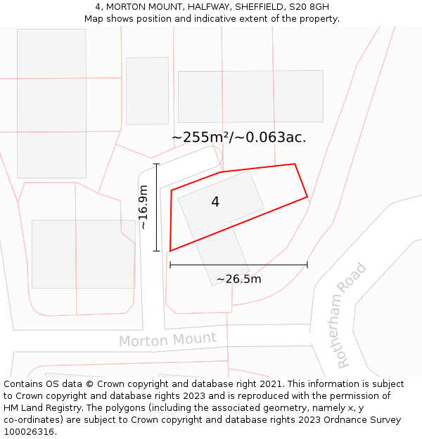 4, MORTON MOUNT, HALFWAY, SHEFFIELD, S20 8GH: Plot and title map