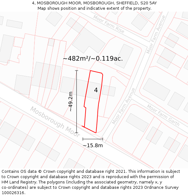 4, MOSBOROUGH MOOR, MOSBOROUGH, SHEFFIELD, S20 5AY: Plot and title map