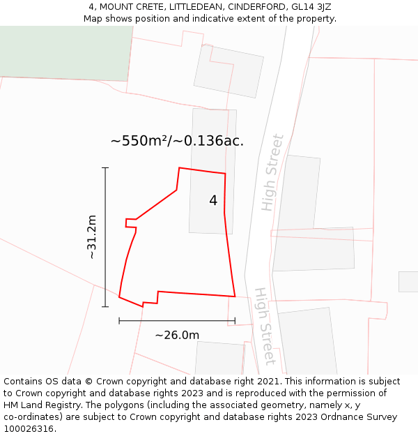 4, MOUNT CRETE, LITTLEDEAN, CINDERFORD, GL14 3JZ: Plot and title map