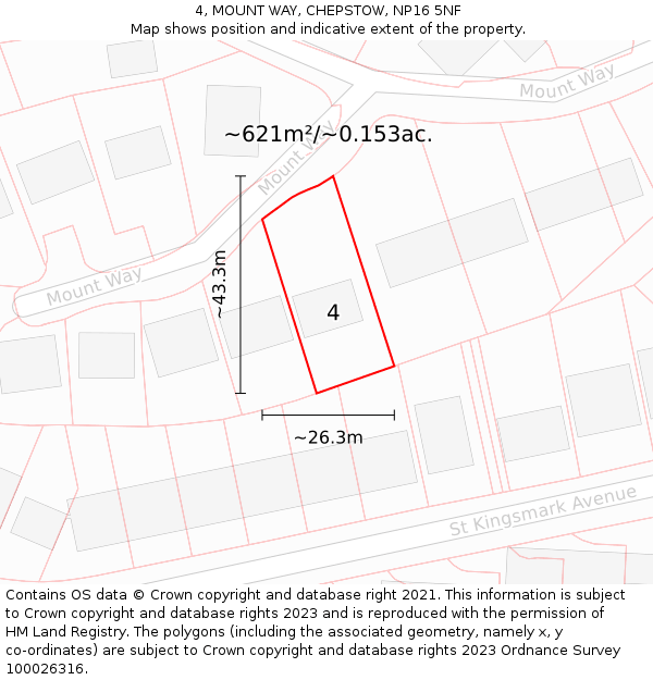 4, MOUNT WAY, CHEPSTOW, NP16 5NF: Plot and title map