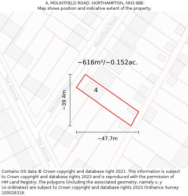 4, MOUNTFIELD ROAD, NORTHAMPTON, NN3 6BE: Plot and title map