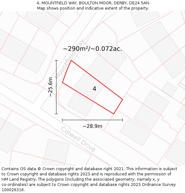 4, MOUNTFIELD WAY, BOULTON MOOR, DERBY, DE24 5AN: Plot and title map