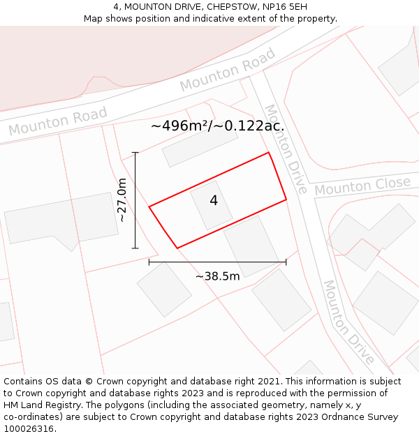 4, MOUNTON DRIVE, CHEPSTOW, NP16 5EH: Plot and title map