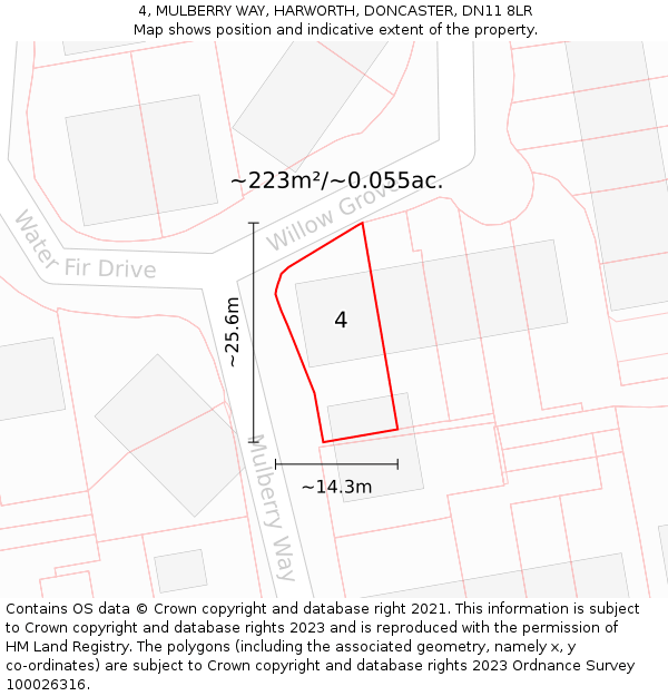 4, MULBERRY WAY, HARWORTH, DONCASTER, DN11 8LR: Plot and title map