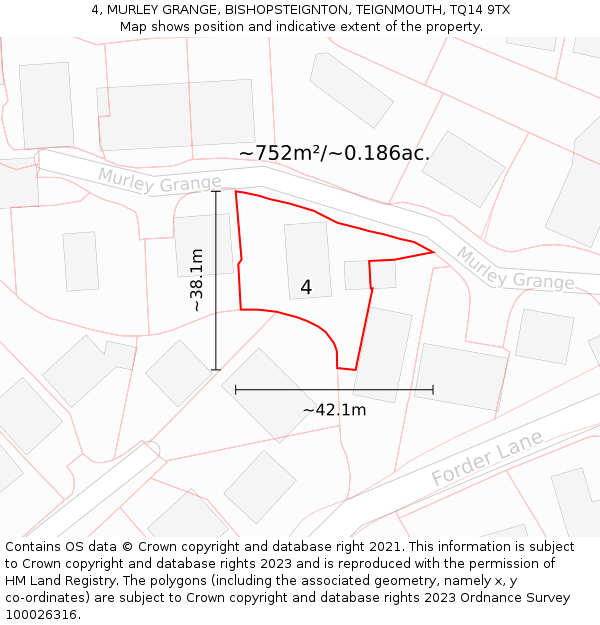 4, MURLEY GRANGE, BISHOPSTEIGNTON, TEIGNMOUTH, TQ14 9TX: Plot and title map