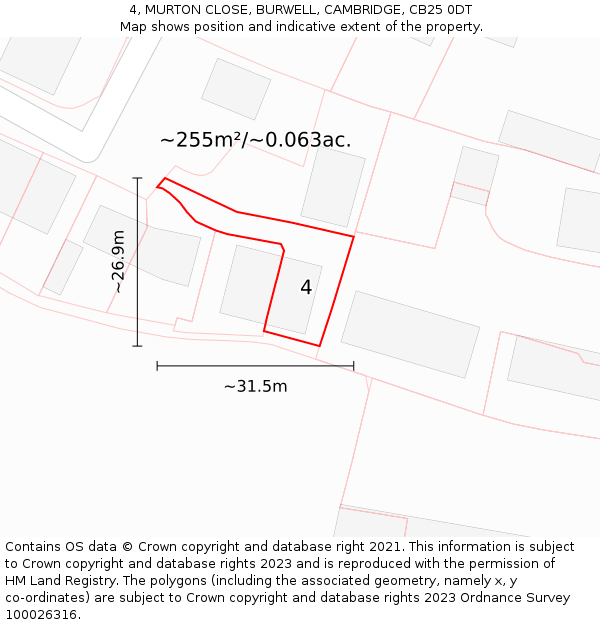 4, MURTON CLOSE, BURWELL, CAMBRIDGE, CB25 0DT: Plot and title map