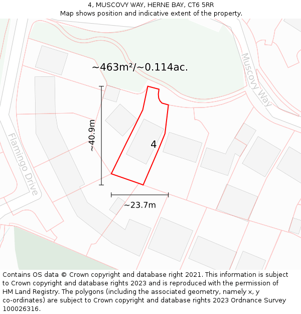 4, MUSCOVY WAY, HERNE BAY, CT6 5RR: Plot and title map