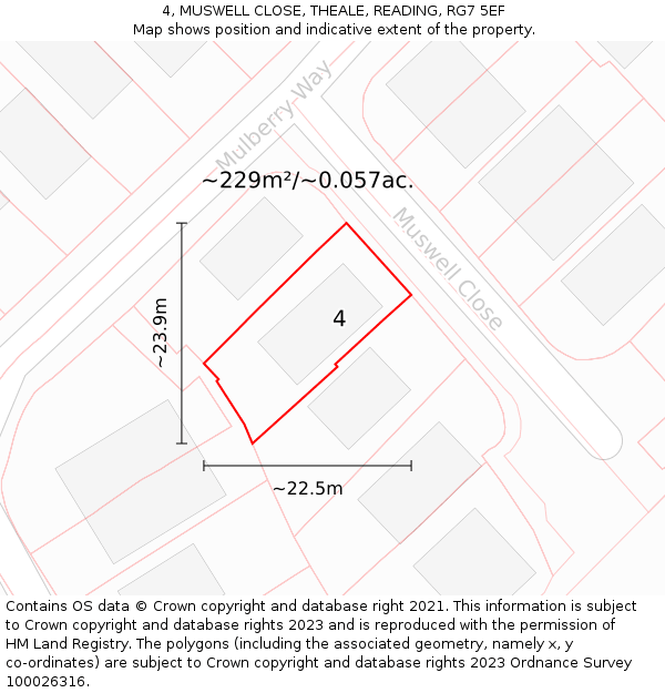 4, MUSWELL CLOSE, THEALE, READING, RG7 5EF: Plot and title map