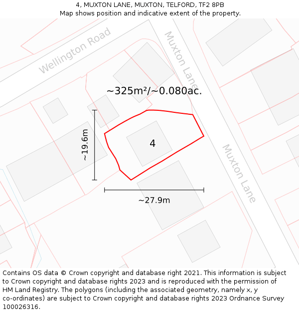 4, MUXTON LANE, MUXTON, TELFORD, TF2 8PB: Plot and title map