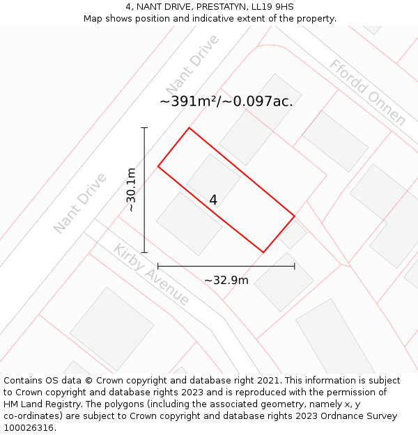4, NANT DRIVE, PRESTATYN, LL19 9HS: Plot and title map