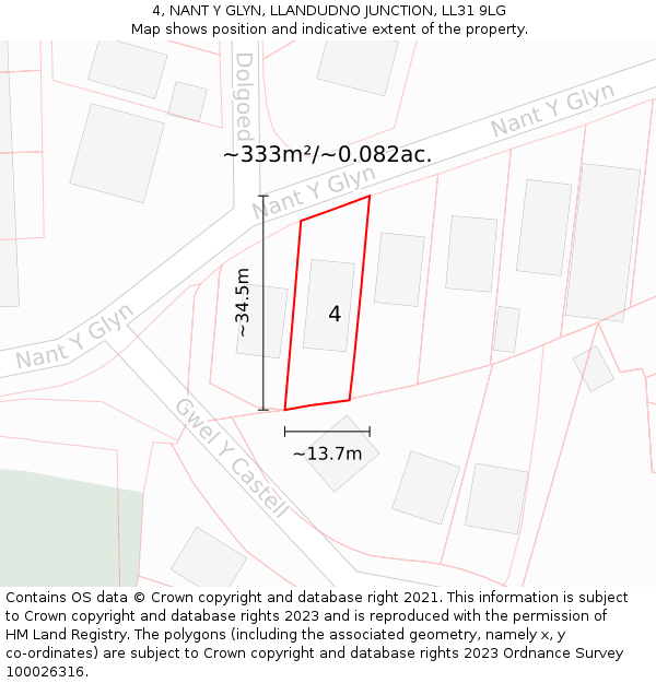 4, NANT Y GLYN, LLANDUDNO JUNCTION, LL31 9LG: Plot and title map