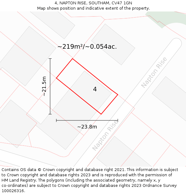 4, NAPTON RISE, SOUTHAM, CV47 1GN: Plot and title map