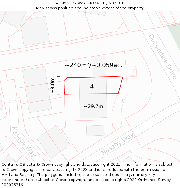 4, NASEBY WAY, NORWICH, NR7 0TP: Plot and title map