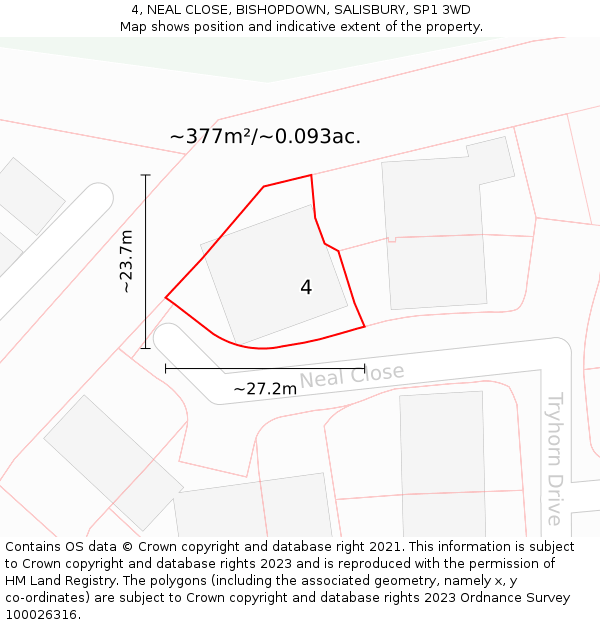 4, NEAL CLOSE, BISHOPDOWN, SALISBURY, SP1 3WD: Plot and title map