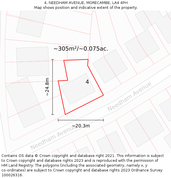 4, NEEDHAM AVENUE, MORECAMBE, LA4 4PH: Plot and title map