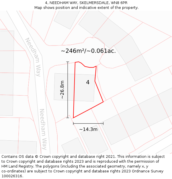 4, NEEDHAM WAY, SKELMERSDALE, WN8 6PR: Plot and title map