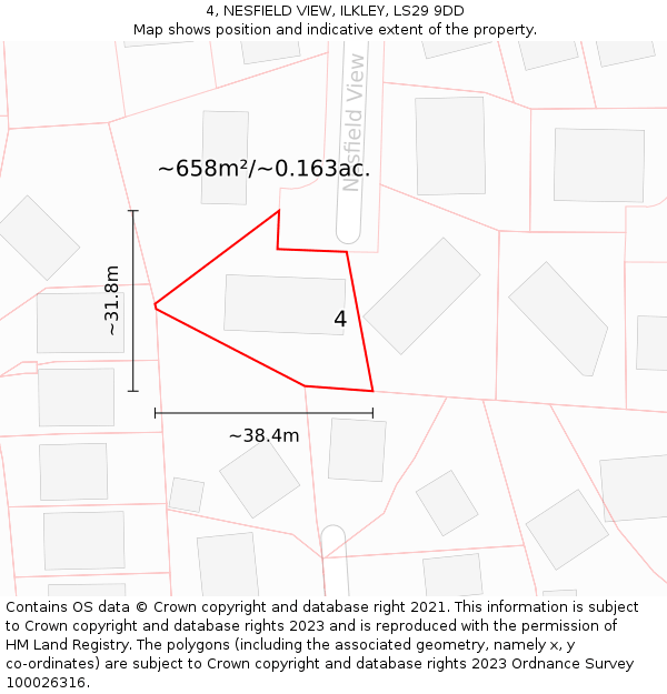 4, NESFIELD VIEW, ILKLEY, LS29 9DD: Plot and title map