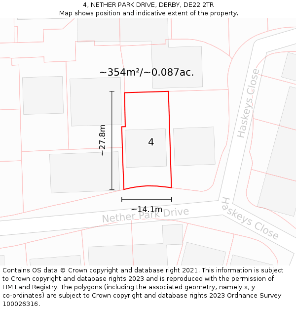 4, NETHER PARK DRIVE, DERBY, DE22 2TR: Plot and title map