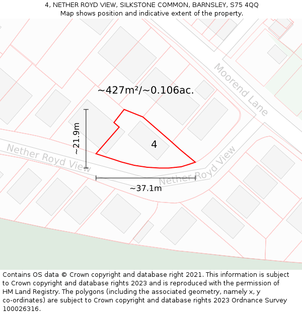 4, NETHER ROYD VIEW, SILKSTONE COMMON, BARNSLEY, S75 4QQ: Plot and title map
