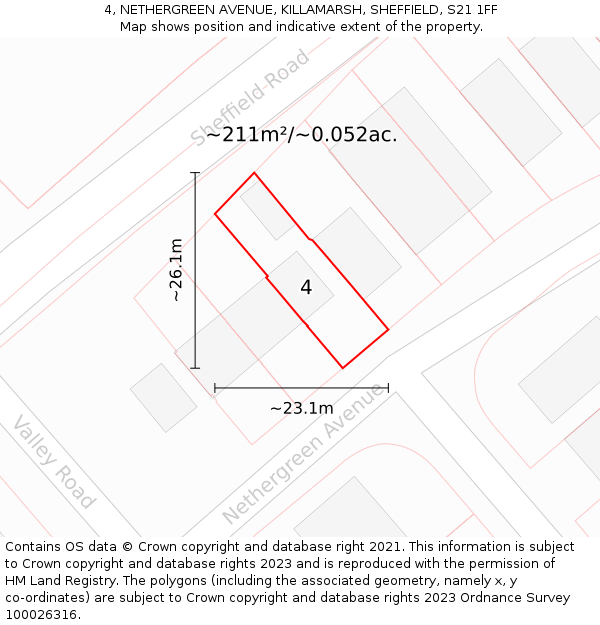 4, NETHERGREEN AVENUE, KILLAMARSH, SHEFFIELD, S21 1FF: Plot and title map