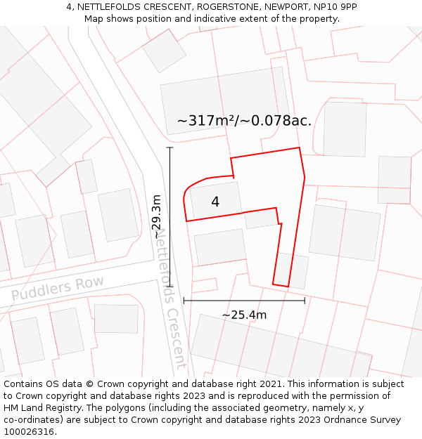 4, NETTLEFOLDS CRESCENT, ROGERSTONE, NEWPORT, NP10 9PP: Plot and title map
