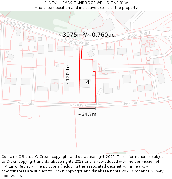 4, NEVILL PARK, TUNBRIDGE WELLS, TN4 8NW: Plot and title map