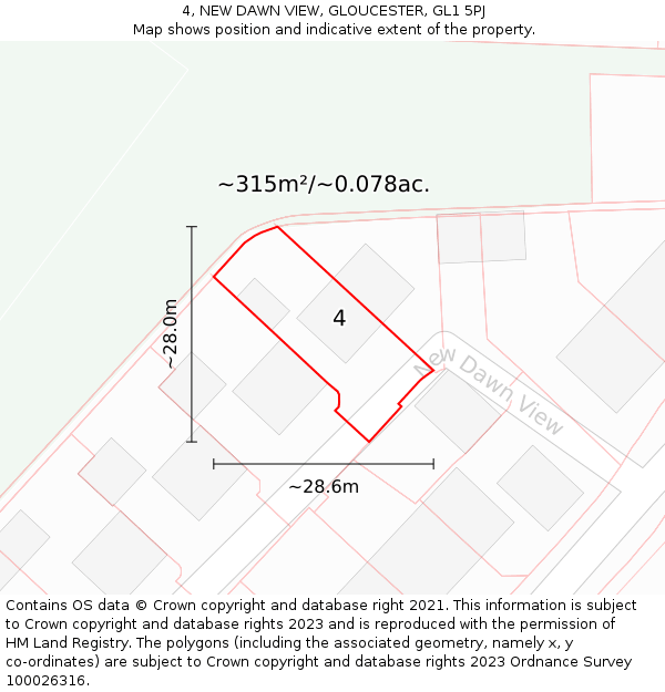 4, NEW DAWN VIEW, GLOUCESTER, GL1 5PJ: Plot and title map