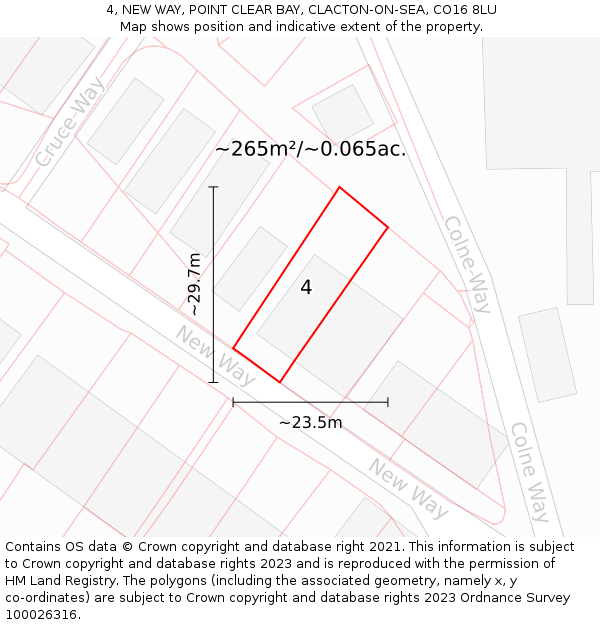 4, NEW WAY, POINT CLEAR BAY, CLACTON-ON-SEA, CO16 8LU: Plot and title map