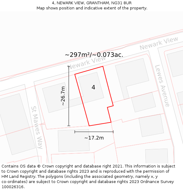4, NEWARK VIEW, GRANTHAM, NG31 8UR: Plot and title map