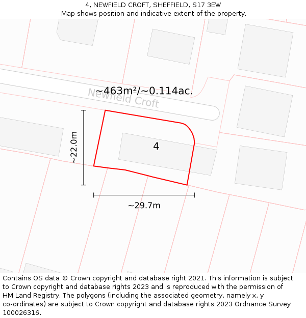 4, NEWFIELD CROFT, SHEFFIELD, S17 3EW: Plot and title map
