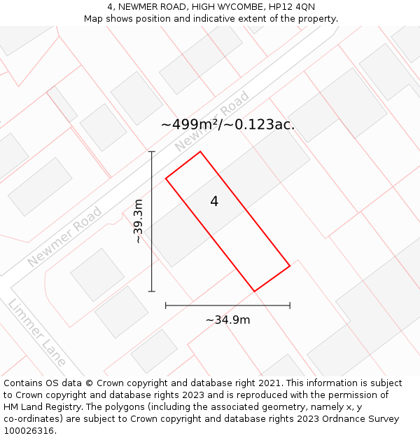 4, NEWMER ROAD, HIGH WYCOMBE, HP12 4QN: Plot and title map