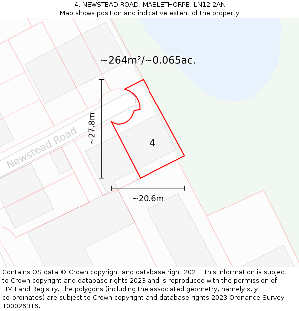 4, NEWSTEAD ROAD, MABLETHORPE, LN12 2AN: Plot and title map