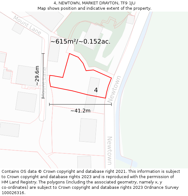 4, NEWTOWN, MARKET DRAYTON, TF9 1JU: Plot and title map