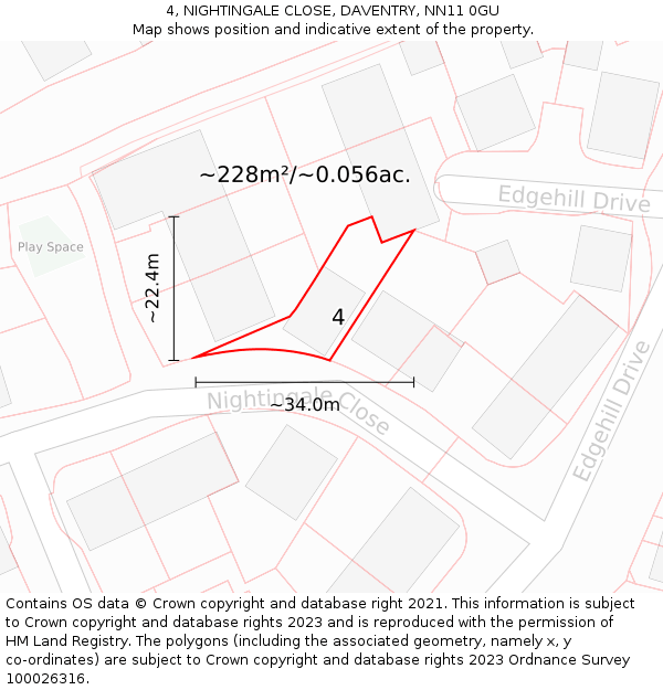 4, NIGHTINGALE CLOSE, DAVENTRY, NN11 0GU: Plot and title map