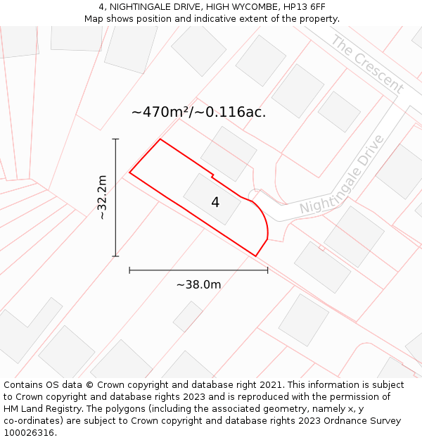 4, NIGHTINGALE DRIVE, HIGH WYCOMBE, HP13 6FF: Plot and title map