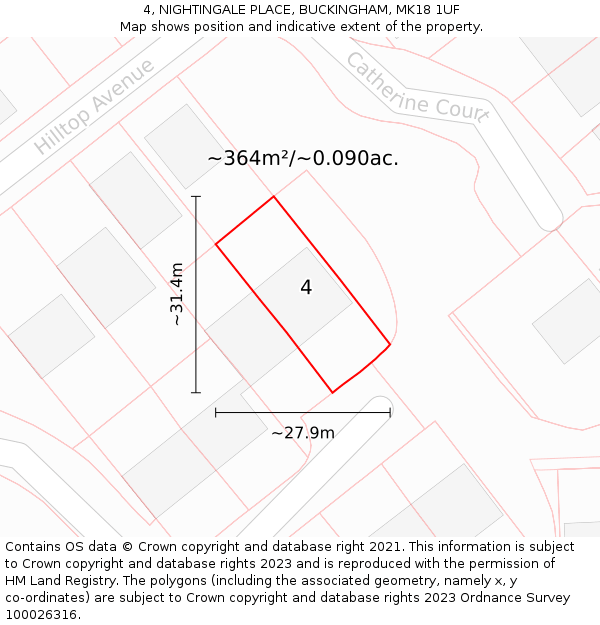 4, NIGHTINGALE PLACE, BUCKINGHAM, MK18 1UF: Plot and title map