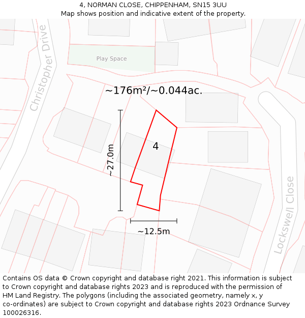 4, NORMAN CLOSE, CHIPPENHAM, SN15 3UU: Plot and title map
