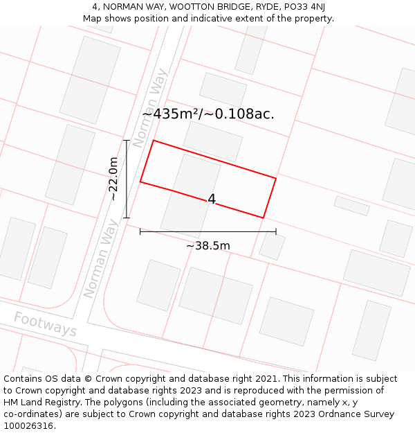 4, NORMAN WAY, WOOTTON BRIDGE, RYDE, PO33 4NJ: Plot and title map