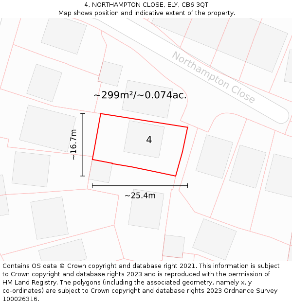 4, NORTHAMPTON CLOSE, ELY, CB6 3QT: Plot and title map