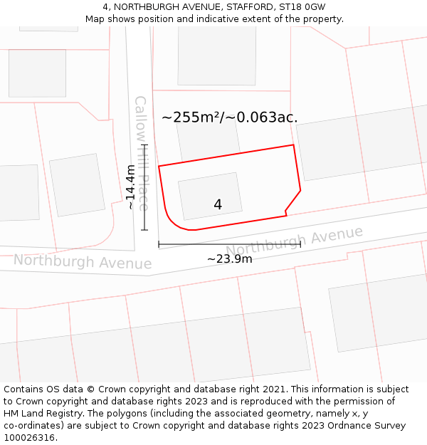 4, NORTHBURGH AVENUE, STAFFORD, ST18 0GW: Plot and title map