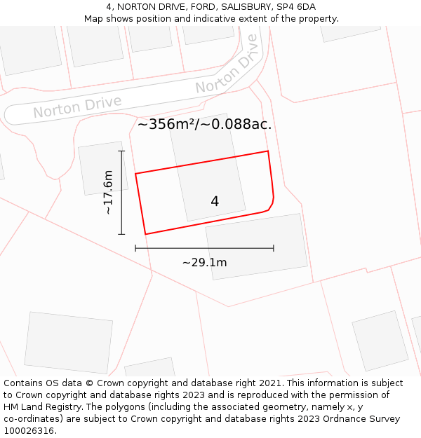 4, NORTON DRIVE, FORD, SALISBURY, SP4 6DA: Plot and title map
