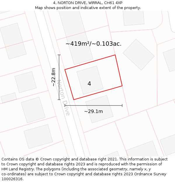 4, NORTON DRIVE, WIRRAL, CH61 4XP: Plot and title map