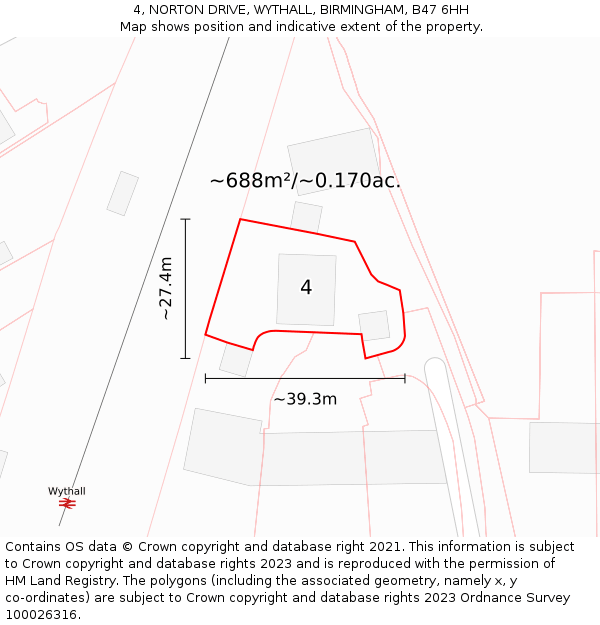4, NORTON DRIVE, WYTHALL, BIRMINGHAM, B47 6HH: Plot and title map