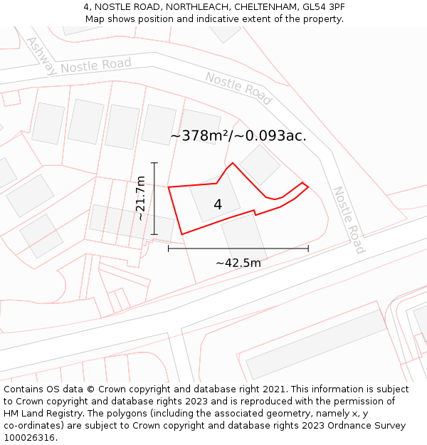 4, NOSTLE ROAD, NORTHLEACH, CHELTENHAM, GL54 3PF: Plot and title map