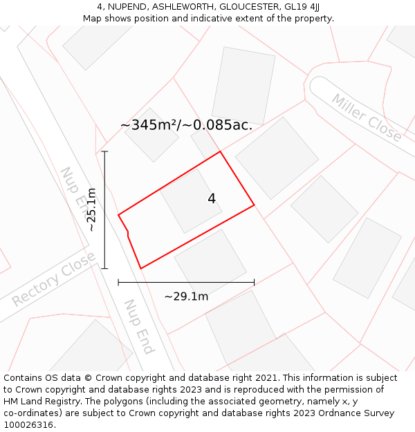4, NUPEND, ASHLEWORTH, GLOUCESTER, GL19 4JJ: Plot and title map