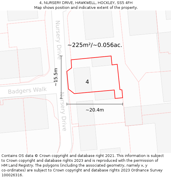 4, NURSERY DRIVE, HAWKWELL, HOCKLEY, SS5 4FH: Plot and title map