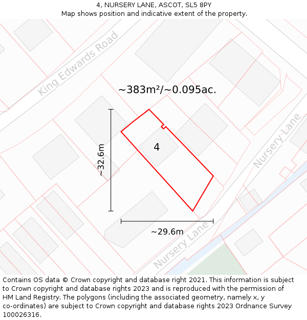 4, NURSERY LANE, ASCOT, SL5 8PY: Plot and title map