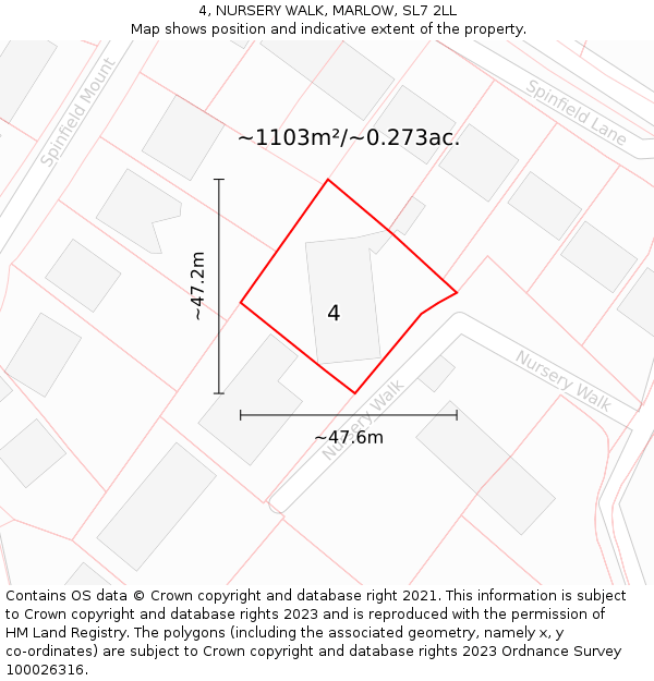 4, NURSERY WALK, MARLOW, SL7 2LL: Plot and title map